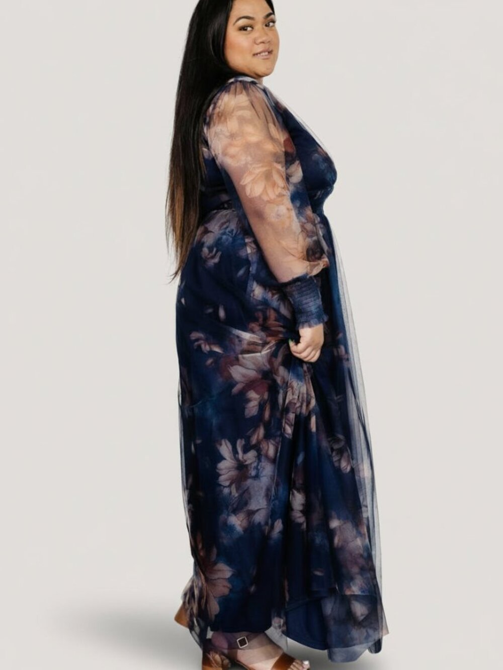 Baltic Born Layla Tulle Maxi Dress | Dark Blue Floral Size XLXL - Picture 4 of 5